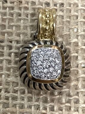David Yurman Two-tone Diamond Albion Cable Pendant